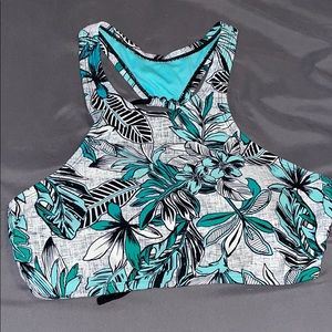 Floral high neck swim top